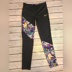 Nike Dri-Fit Girl’s XL Tight Fit Black and Floral Leggings